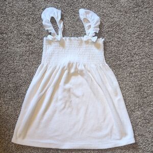 White Smocked Sundress/Swim Cover with Ruffle Straps 4